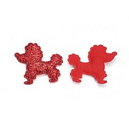 Handmade Puppy Costume Accessories, Cloth Embroidery, Appliques, Poodle Dog, Red, 44x51x3.5mm(FIND-WH0043-01D)