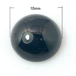 Natural Black Agate Cabochons, Half Round/Dome, Black, 10x5mm(X-G-BA10x5)