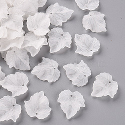 Autumn Theme Transparent Frosted Acrylic Pendants, Maple Leaf, Clear, 24x22.5x3mm, Hole: 1mm, about 1312pcs/500g(PAF002Y-14)