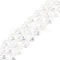 Natural Quartz Crystal Beads Strands, with Seed Beads, Faceted Hexagonal Cut, Rock Crystal Flat Round Beads, 10~11x5~6mm, Hole: 1mm, about 30~31pcs/strand, 14.57~14.96 inch(37~38cm)(G-N342)