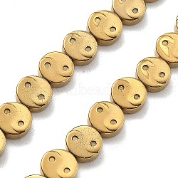 Electroplated Synthetic Non-magnetic Hematite Beads Strands, Yin-yang, Golden Plated, 9.5x3.5mm, Hole: 1mm, about 42pcs/strand, 16.14''(41cm)(G-B132-C01-01A)