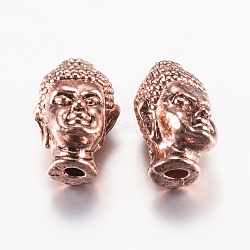 Tibetan Style Alloy Beads, Buddha Head, Antique Rose Gold, 13x9x8.5mm, Hole: 1.5mm(PALLOY-F200-07ARG)