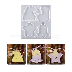 Christmas DIY Silicone Pendant Molds, Decoration Making, Resin Casting Molds, For UV Resin, Epoxy Resin Jewelry Making, White, 165x147x6mm(PW-WGD365F-02)