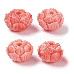 Synthetic Shell Dyed Carved Beads, Flower, Light Coral, 10x8mm, Hole: 1.8mm(SHEL-H005-18)