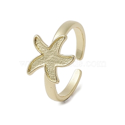 Brass Adjustable Open Rings, Starfish, Inner Diameter: 17.4mm(RJEW-K257-87C-G)