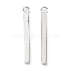 Non-Tarnish 304 Stainless Steel Pendants, Bar Charm, Stainless Steel Color, 23x2x2mm, Hole: 1.8mm(STAS-P327-09B-P)