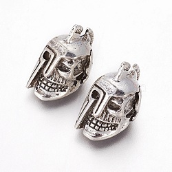 Tibetan Style Alloy Beads, Mask, Antique Silver, 18x10x11mm, Hole: 1.5mm(X-PALLOY-F224-15AS)