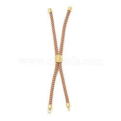 Twisted Nylon Cord Silder Bracelets, Link Bracelet Making for Connector Charm, with Long-Lasting Plated Golden Brass Cord End & Alloy Tree of Life, BurlyWood, 8-3/4~8-7/8 inch(22.2~22.6cm), Hole: 2mm(DIY-B066-03G-21)