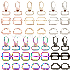 CRASPIRE DIY Keychain Making Kit, Including Zinc Alloy Handbag Purse Belt Clasp Clip, Iron D Rings & Adjuster Slides Buckles & Buckles, Mixed Color, 39Pcs/set(FIND-CP0001-36)