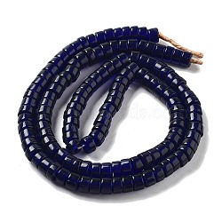 Handmade Lampwork Beads, Column, Midnight Blue, 8~8.5x4~6mm, Hole: 1.8mm, about 131pcs/strand, 25.79''(65.5cm)(LAMP-Z008-04D)