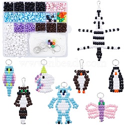 SUNNYCLUE DIY Animal Keychain Making Kit, Including Resin European & Plastic Bead, Polyester Cord, Iron Split Key Rings & Keychain Clasp Findings, Mixed Color(DIY-SC0023-15)