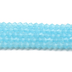 Imitation Jade Glass Beads Strands, Faceted, Bicone, Deep Sky Blue, 4x4mm, Hole: 0.8mm, about 82~85pcs/strand, 30.5~31cm(GLAA-F029-J4mm-03)