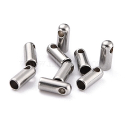 Tarnish Resistant 304 Stainless Steel Cord Ends, End Caps, Stainless Steel Color, 7x2.8mm, Hole: 1.2mm, Inner Diameter: 2mm(STAS-H153-03E-P)