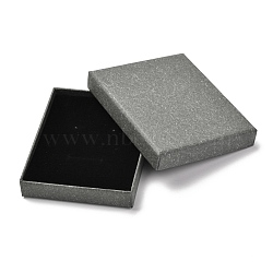 Rectangle Kraft Paper Ring Box, Snap Cover, with Sponge Mat, Jewelry Box, Gray, 9.7x7.7x1.7cm, Inner Size: 90x70mm(CBOX-L010-B03)