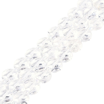 Natural Quartz Crystal Beads Strands, with Seed Beads, Faceted Hexagonal Cut, Rock Crystal Flat Round Beads, 10~11x5~6mm, Hole: 1mm, about 30~31pcs/strand, 14.57~14.96 inch(37~38cm)