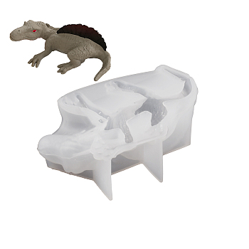DIY Silicone 3D Dinosaur Figurine Molds, Resin Casting Molds, for UV Resin, Epoxy Resin Craft Making, White, 48x81x33mm