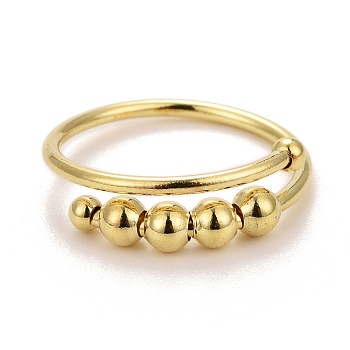 Brass Rotating Beaded Cuff Ring, Lucky Wrap Open Ring for Women, Golden, US Size 8 3/4(18.7mm)