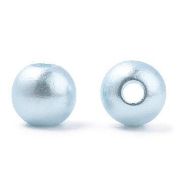 Spray Painted ABS Plastic Imitation Pearl Beads, Round, Light Cyan, 6x5.5mm, Hole: 1.8mm, about 4540 pcs/500g