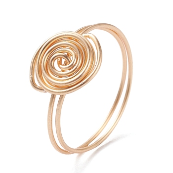 Vortex Flat Round Finger Ring, Brass Wire Wrap Ring for Men Women, Golden, US Size 9(18.9mm)