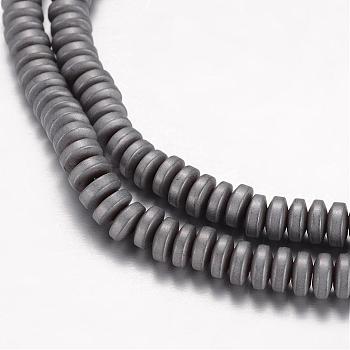 Non-Magnetic Hematite Beads Strands, Matte, Heishi Beads, Flat Round/Disc, Dark Gray, 5x2mm, Hole: 1mm, about 179pcs/strand, 15.7 inch