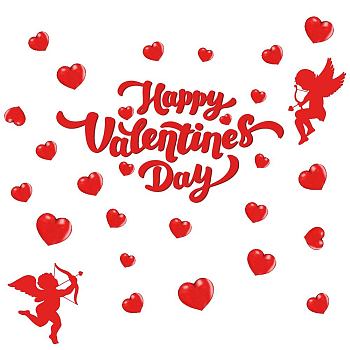 Valentine's Day PVC Wall Stickers, Wall Decoration, Heart, 390x900mm, 2 sheets/set