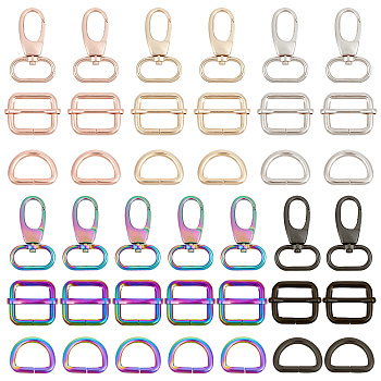 DIY Keychain Making Kit, Including Zinc Alloy Handbag Purse Belt Clasp Clip, Iron D Rings & Adjuster Slides Buckles & Buckles, Mixed Color, 39Pcs/set