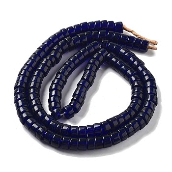 Handmade Nepalese Lampwork Beads, Column, Midnight Blue, 8~8.5x4~6mm, Hole: 1.8mm, about 131pcs/strand, 25.79''(65.5cm)