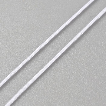 Round Braided Nylon Thead, Chinese Knotting Cord, White, 0.5mm