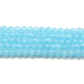 Imitation Jade Glass Beads Strands, Faceted, Bicone, Deep Sky Blue, 4x4mm, Hole: 0.8mm, about 87~98pcs/strand, 12.76~14.61 inch(32.4~37.1cm)