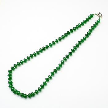 Fashionable Gemstone Beaded Necklaces, with Platinum Tone Zinc Alloy Lobster Clasps, Malaysia Jade, 18.5 inch(47cm)