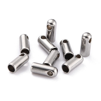 304 Stainless Steel Cord Ends, End Caps, Stainless Steel Color, 7x2.8mm, Hole: 1.2mm, Inner Diameter: 2mm