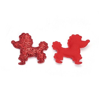 Handmade Puppy Costume Accessories, Cloth Embroidery, Appliques, Poodle Dog, Red, 44x51x3.5mm