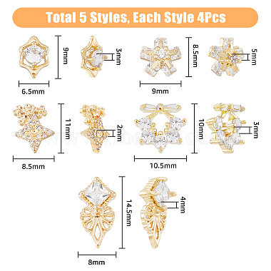 20Pcs 5 Style Brass Micro Pave Clear Cubic Zirconia Cabochons(KK-DC0003-25)-2