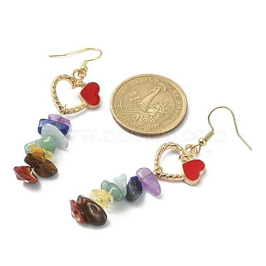 2 Pair 2 Color Natural Mixed Gemstone Chips Dangle Earrings(EJEW-JE05344)-3