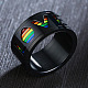 Rainbow Color Pride Flag Word Love Rotating Enamel Finger Ring(RABO-PW0001-034B)-2