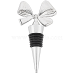 Zinc Alloy Wine Bottle Stoppers, with Rhinestone, Bowknot, Platinum, 98x54.5x19mm(FIND-WH20040-04)