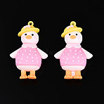 PVC Cartoon Duck Doll Pendants, for Keychains, Pearl Pink, 62x39x24mm, Hole: 3mm(KY-C008-05)
