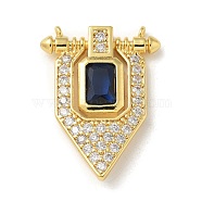 Brass Micro Pave Colorful Cubic Zirconia Pendants, Virgin Mary Flag Charms, Real 14K Gold Plated, 28x20.5x3.5mm, Hole: 1.2mm(KK-U046-04G-01)