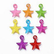 Opaque Acrylic Pendants, Star, Mixed Color, 21x16.5x4.5mm, Hole: 3mm, about 1380pcs/500g(MACR-N013-029-B01)