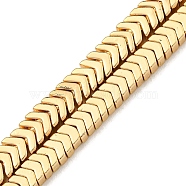 Electroplated Synthetic Non-Magnetic Hematite Beads Strands, Arrow, Light Gold Plated, 2x4x2.5mm, Hole: 1mm, about 265~271pcs/strand, 15.51''~15.67''(39.4~39.8cm)(G-I360-W01-02)