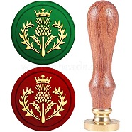 Wax Seal Stamp Set, Sealing Wax Stamp Solid Brass Head,  Wood Handle Retro Brass Stamp Kit Removable, for Envelopes Invitations, Gift Card, Crown Pattern, 83x22mm(AJEW-WH0208-788)