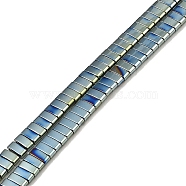 Electroplated Non-magnetic Synthetic Hematite Beads Strands, Rectangle, 2-Hole, Green Plated, 5x2x2mm, Hole: 0.8mm, about 193pcs/strand, 8.27 inch(21cm)(G-G089-A02-12)