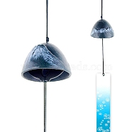 Japanese Style Iron Wind Chimes, Paper Pendant Decorations, Mountain Fuji, Dark Slate Blue, 400x65mm(WICH-PW0001-88E)