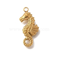 Ion Plating(IP) 304 Stainless Steel Pendants, Sea Horse Charm, Golden, 22.5x10x2.7mm, Hole: 1.8mm(STAS-M075-22G)