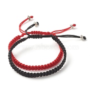 6mm Nylon Cord Braided Bead Bracelets Set, Tibetan Style Alloy Beads Bracelets for Women, Mixed Color, Inner Diameter: 2-1/4 inch(5.6~8.1cm), 2pcs/set(BJEW-JB07193)