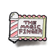 Barber Shop Alloy THE MAGIC FINGER Enamel Pins Brooches, Pink, Roller, 26x31mm(JEWB-U008-04C)