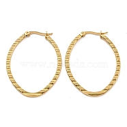 202 Stainless Steel Oval Hoop Earrings, with 304 Stainless Steel Pins for Women, Golden, 31.5x1.8mm(EJEW-H003-37G)