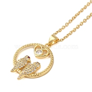 Brass Micro Pave Clear Cubic Zirconia Pendant Necklaces for Women, Real 18K Gold Plated, Bird, 17.72 inch(45cm)(NJEW-S429-05G-02)