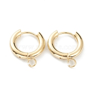 201 Stainless Steel Huggie Hoop Earring Findings, with Horizontal Loop and 316 Surgical Stainless Steel Pin, Real 24K Gold Plated, 18x16x3mm, Hole: 2.5mm, Pin: 1mm(STAS-P283-01C-G)