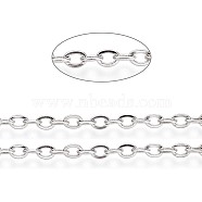 Tarnish Resistant 304 Stainless Steel Cable Chains, Soldered, with Card Paper, Flat Oval, Stainless Steel Color, Links: 2.5x4.5x0.6mm, about 32.8 Feet(10m)/card(CHS-L024-018P)